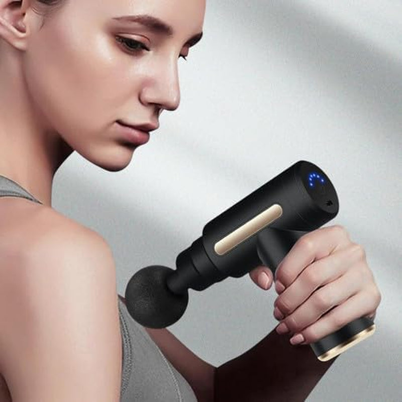 Massage Gun, 4 Heads, 6 Speeds, Portable Mini Deep Tissue Muscle Vibration Handheld Massager for Back, Shoulders, All Body 1800Mah - Perfect for Gift/Present