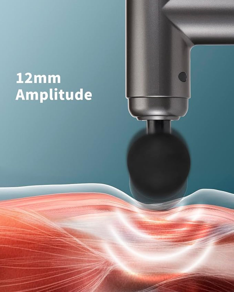 Massage Gun, 4 Heads, 6 Speeds, Portable Mini Deep Tissue Muscle Vibration Handheld Massager for Back, Shoulders, All Body 1800Mah - Perfect for Gift/Present
