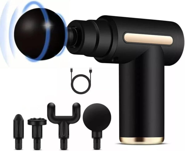 Massage Gun, 4 Heads, 6 Speeds, Portable Mini Deep Tissue Muscle Vibration Handheld Massager for Back, Shoulders, All Body 1800Mah - Perfect for Gift/Present